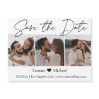 minimalist 3 photo collage save the date magnet