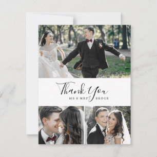 Minimalist 3 Photo Collage Thank You Card
