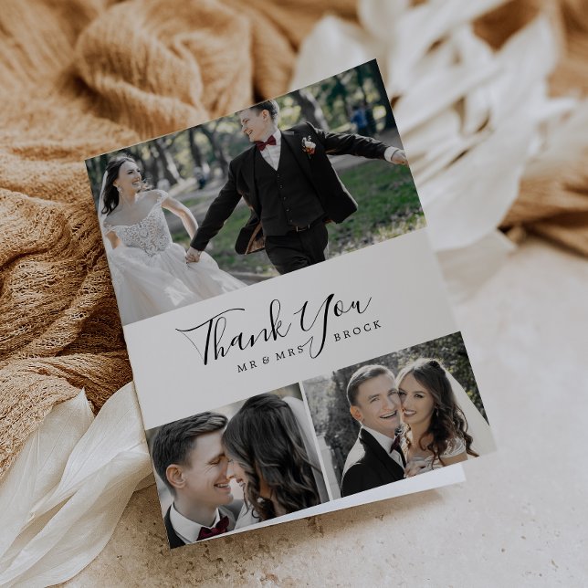 Minimalist 3 Photo Collage Thank You Card (Creator Uploaded)