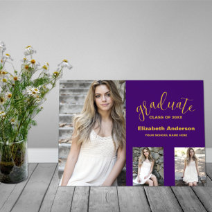 Minimalist 3 Photo Graduation Acrylic Sign