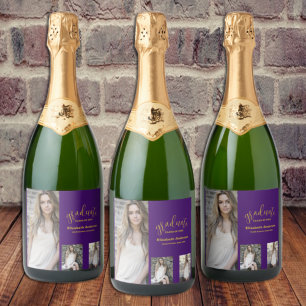 Minimalist 3 Photo Graduation Sparkling Wine Label
