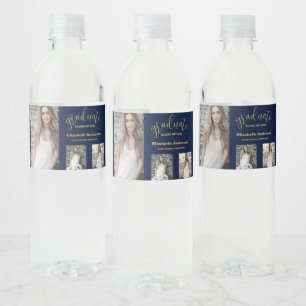 Minimalist 3 Photo Graduation Water Bottle Label