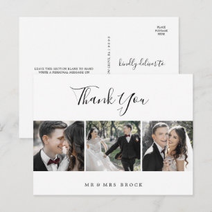 Minimalist 3 Photo Template Thank You Postcard