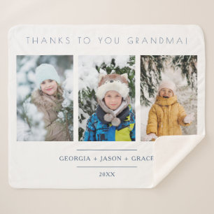 Minimalist 3 Photos Collage Keepsake for Family Sherpa Blanket