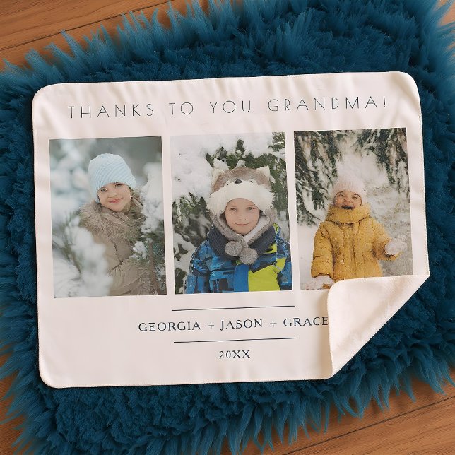 Minimalist 3 Photos Collage Keepsake for Family Sherpa Blanket (Minimalist 3 Photos Collage Keepsake for Family Sherpa Blanket.)