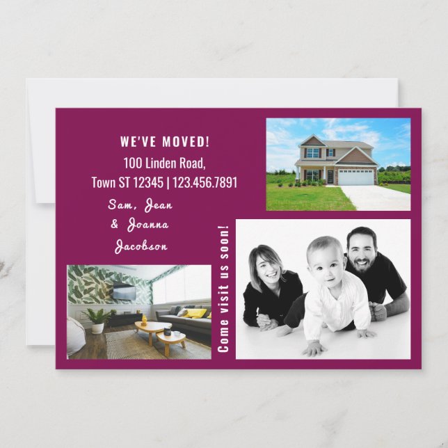 Minimalist 3 Photos We Moved Moving Announcement (Front)