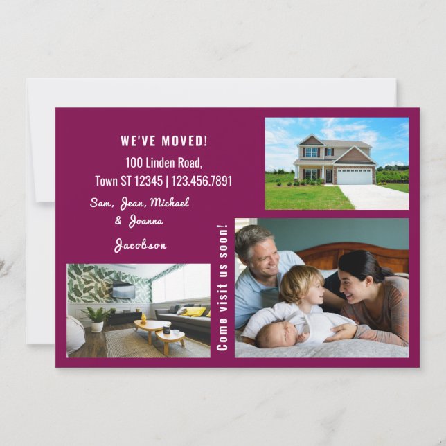 Minimalist 3 Photos We Moved Moving Announcement (Front)