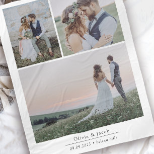 Minimalist 3 Pictures Wedding Photo Keepsake Fleece Blanket