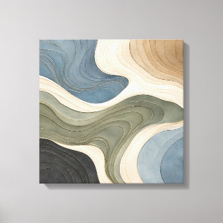 Minimalist 3D Plaster Topographic Waves Abstract W Canvas Print