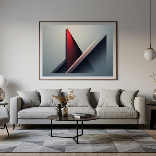 Minimalist 3D Red and Grey Geometric Abstract Poster (Creator Uploaded)