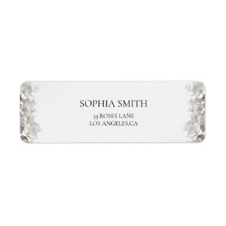 Minimalist 3D White Floral Wedding Return Adress  Return Address Label