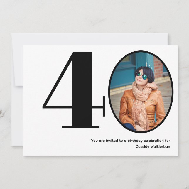 Minimalist 40 Photo 40th Birthday Invitation (Front)