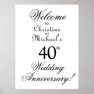 Minimalist 40th Wedding Anniversary Welcome Poster