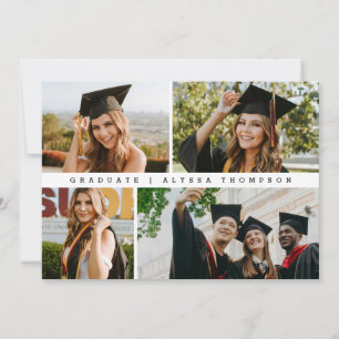 Minimalist 4 Grad Photos Graduation Announcement