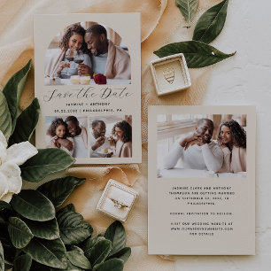Minimalist 4-Photo Arch Beige Save The Date
