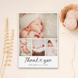 Minimalist 4 Photo Collage Baby Shower Thank You Postcard