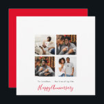Minimalist 4 photo Collage Personalise Anniversary Card<br><div class="desc">Minimalist style with lots of white space for a truly modern feel to send your partner Anniversary wishes with this fully customisable design. Your 4 favourite photos are in square format to the centre with your greeting below in simple sans lettering and Happy Anniversary or your chosen greeting at the...</div>