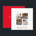 Minimalist 4 photo Collage Personalise Anniversary Card<br><div class="desc">Minimalist style with lots of white space for a truly modern feel to send your partner Anniversary wishes with this fully customisable design. Your 4 favourite photos are in square format to the centre with your greeting below in simple sans lettering and Happy Anniversary or your chosen greeting at the...</div>