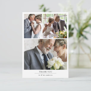 Minimalist 4 Photo Wedding  Thank You Card