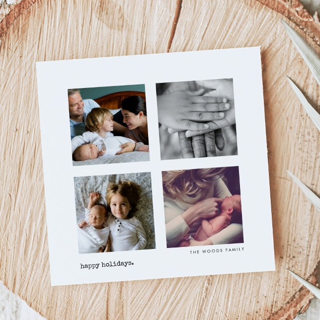 Minimalist 4 photos collage Holiday season card (Creator Uploaded)