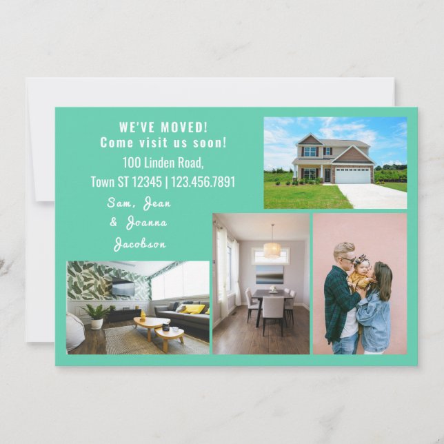 Minimalist 4 Photos We Moved Moving Announcement (Front)