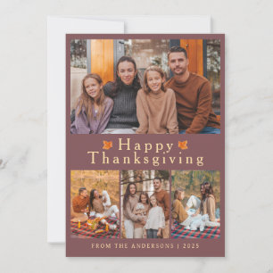 Minimalist 4 Picture Layout Family Thanksgiving Holiday Card