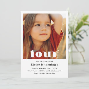 Minimalist 4th Birthday Invitation   4th Birthday