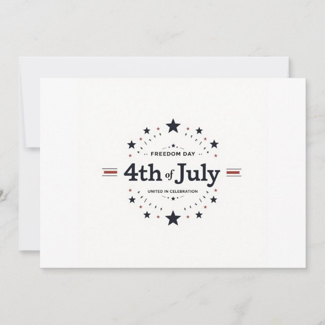 Minimalist 4th of July Invitation –Retro Typograpy (Front)