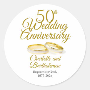 Minimalist 50th Wedding Anniversary Party Classic Round Sticker