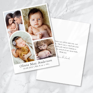 Minimalist 5 Photo Arch Thank You Birth Announcement