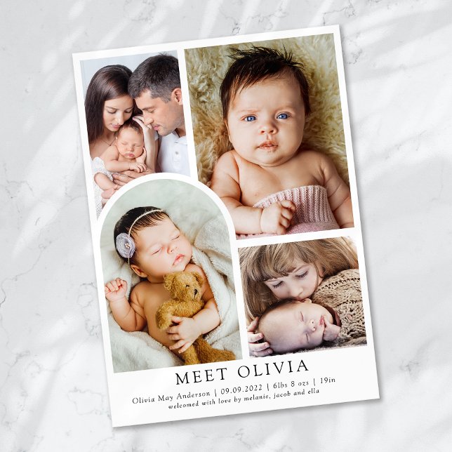 Minimalist 5 Photo Hello Baby Birth Announcement (Creator Uploaded)