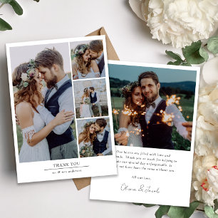 Minimalist 5 Photo Wedding  Thank You Card