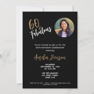 Minimalist 60 and Fabulous Photo 60th Birthday Invitation