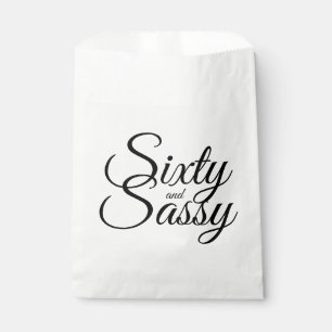 Minimalist 60 and Sassy 60th Black White  Favour Bag