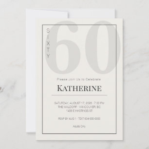 Minimalist 60th Milestone Birthday Celebration Invitation