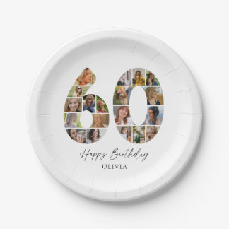 Minimalist 60th Photo Celebration Plates