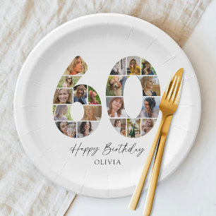 Minimalist 60th Photo Celebration Plates