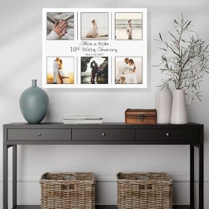 Minimalist 6 Photo 10th Wedding Anniversary Canvas Print