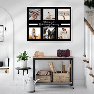 Minimalist 6 Photo 25th Wedding Anniversary Canvas Print