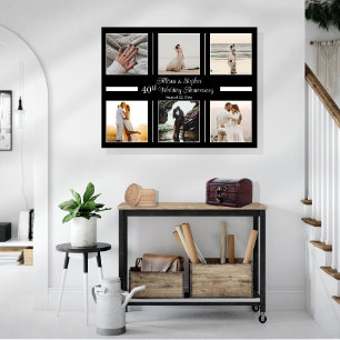 Minimalist 6 Photo 40th Wedding Anniversary Canvas Print