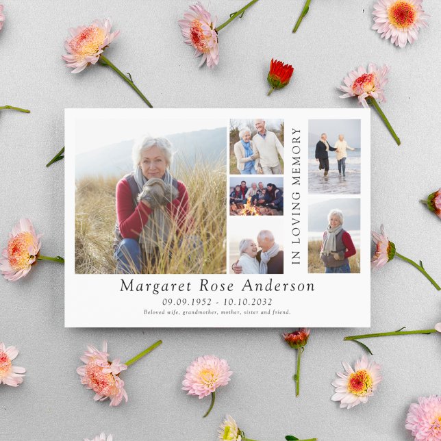 Minimalist 6 Photo Bereavement Funeral  Thank You Card (Creator Uploaded)