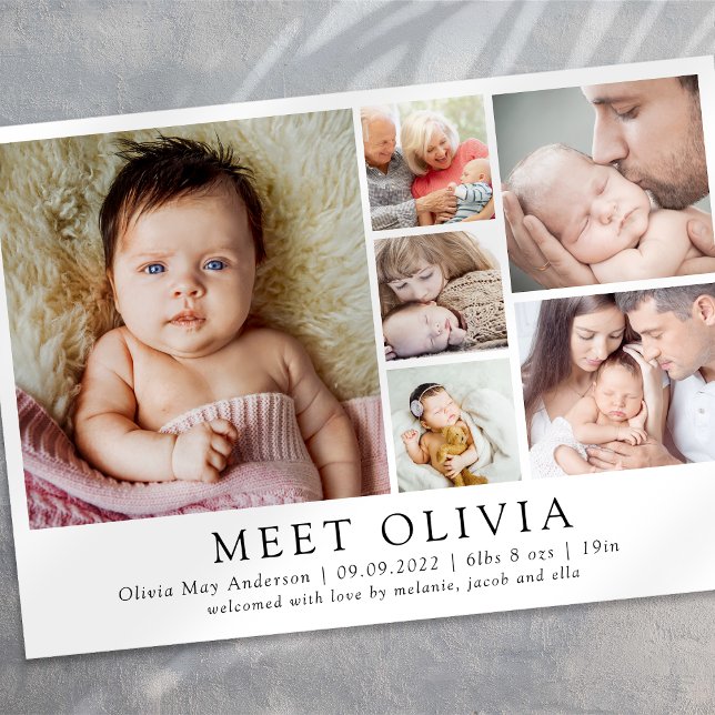 Minimalist 6 Photo Hello Baby Birth Announcement (Creator Uploaded)