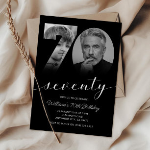 Minimalist 70th Birthday Seventy Photo Invitation