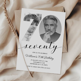 Minimalist 70th Birthday Seventy Photo Invitation