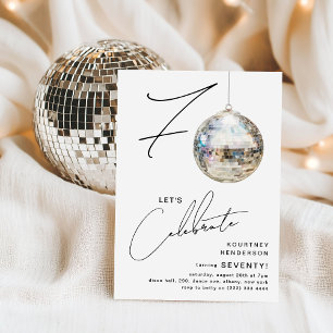 Minimalist 70th Disco Ball Birthday Party Invitation