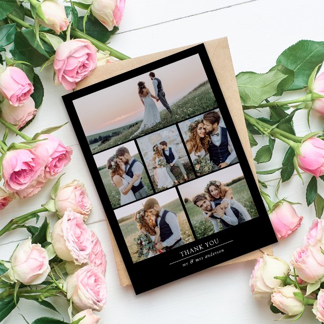 Minimalist 7 Photo Wedding  Thank You Card (Creator Uploaded)