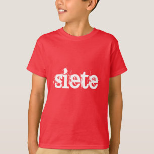 Minimalist 7th Birthday Shirt   Spanish "siete"