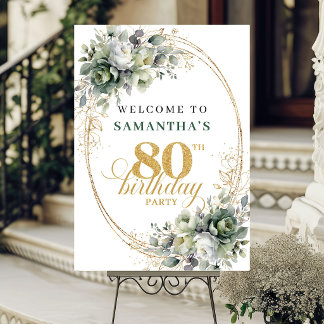 Minimalist 80th Boho Greenery Welcome Sign