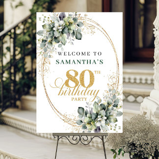 Minimalist 80th Botanical Eucalyptus Poster