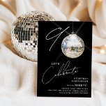 Minimalist 90th Disco Ball Birthday Party Invitation<br><div class="desc">Celebrate the milestone of turning 90 with our chic and minimalist 90th Birthday Party Invitation! This invitation sets the stage for a memorable celebration, featuring the numerals '90' with a unique twist - the '0' is a sparkling disco ball, shining on our trendy black background. The modern party template complemented...</div>